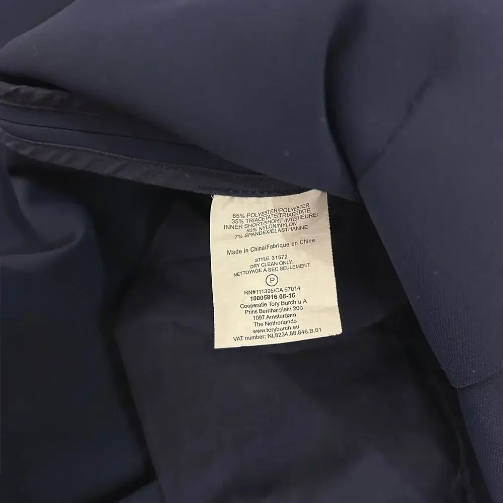 Tory Sport Tech Twill Tennis Skirt Navy Logo Tape Box Pleat Golf Mini Size 0 XS